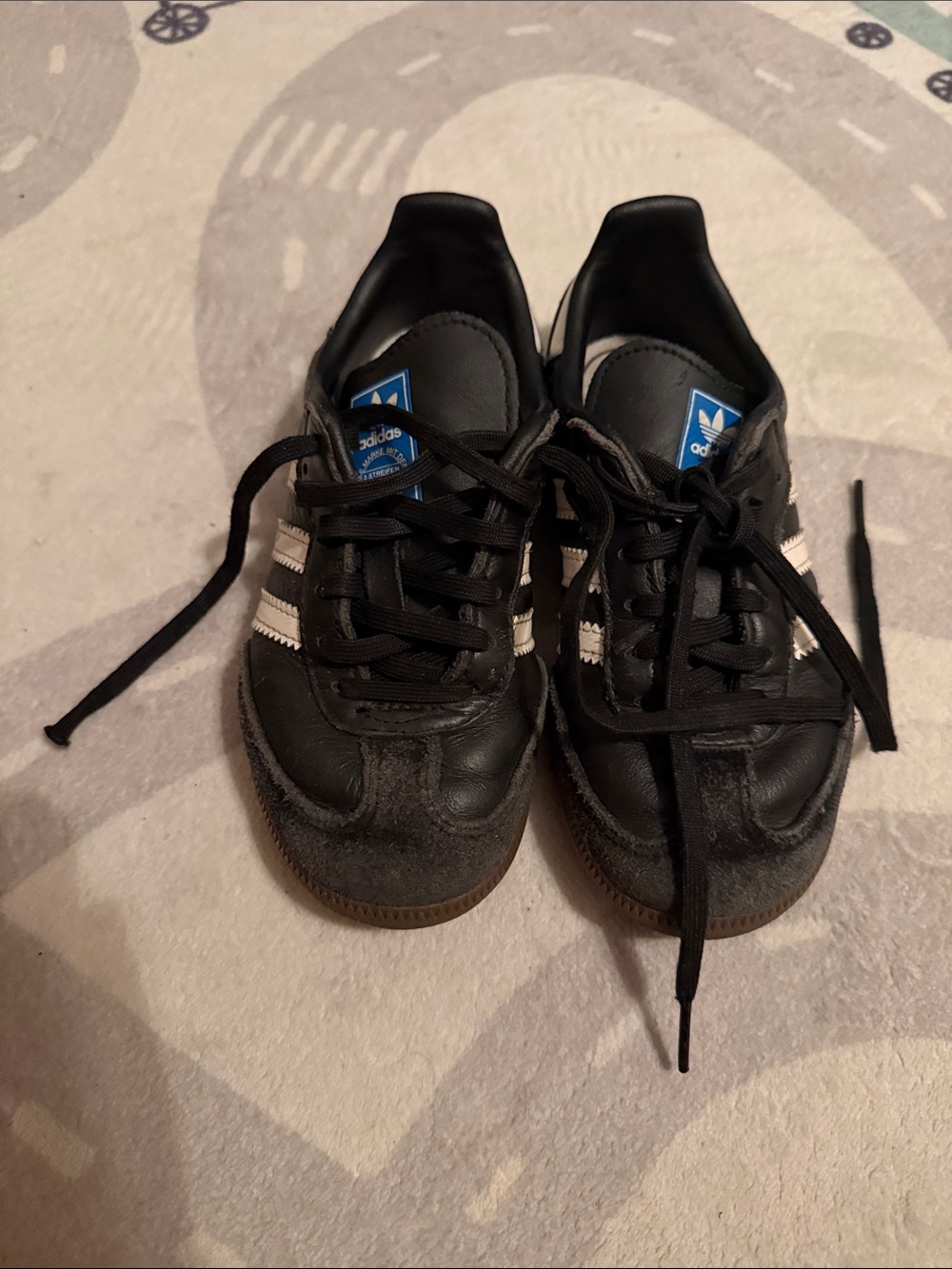 adidas Kids Black Sneakers with White Stripes
